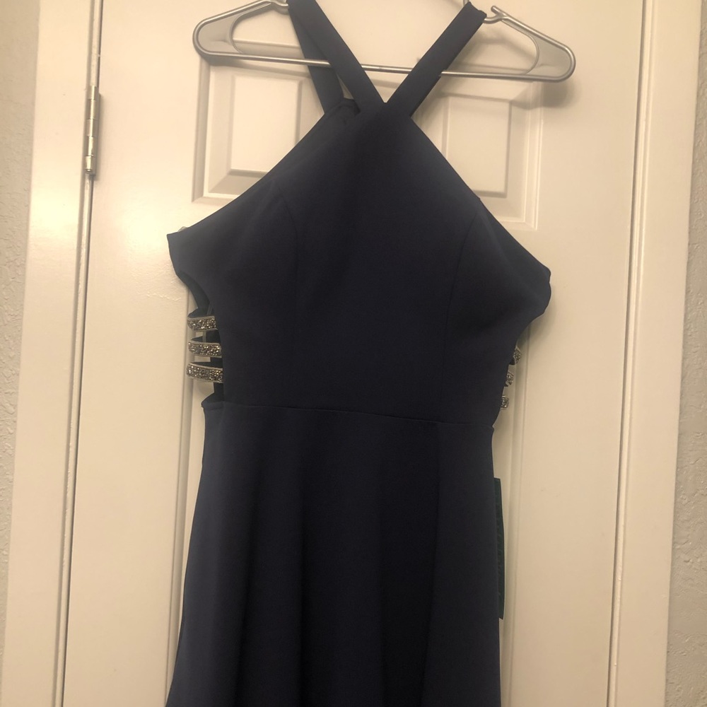 Halter dress with side bling cutouts